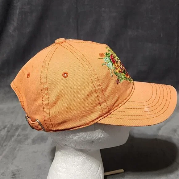 Lucky Brand 69 Orange Baseball Cap Hat Adj. Size Cotton Fairy Gypsy Whimsical - Picture 7 of 12
